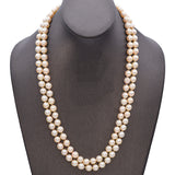 Vintage White Gold Pearl & Diamond Double-Strand Necklace