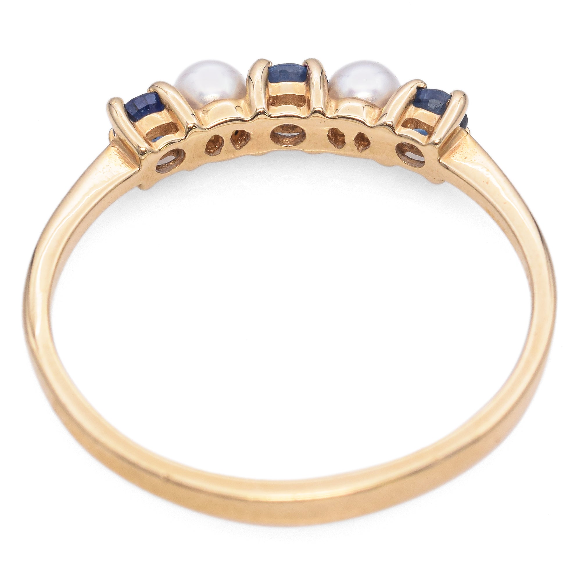 Tiffany & Co. 14K Yellow Gold 0.27 TCW Sapphire and Pearl Ring