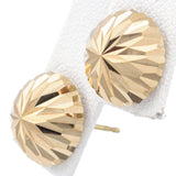 Estate 14K Yellow Gold Etched Dome Stud Earrings