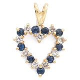 Estate 14K Yellow Gold Sapphire & 0.27 TCW Diamond Open Heart Pendant