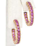 14K Gold 3.6 TCW Pink Sapphire Hoop Earrings