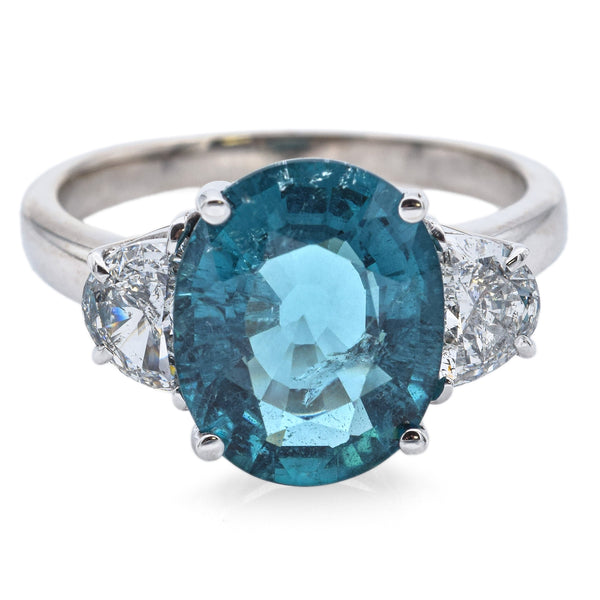 Estate 18K White Gold 4.67 Ct Indicolite & 1.00 TCW Diamond Cocktail Ring Size 8