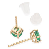 14K Yellow Gold Round Cut 0.56 TCW Emerald Stud Earrings