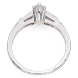 14K White Gold Marquise Diamond and Tapered Baguette Engagement Ring