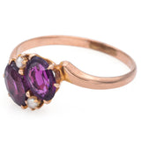 Antique 9K Yellow Gold Amethyst & Pearl Ring