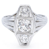 Antique Belais Art Deco 18K White Gold 0.85 TCW Old Euro Diamond Ring Size 6