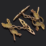 Antique 14K Yellow Gold Agility Show Dog Cufflinks