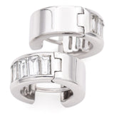 14K White Gold 3.84 TCW Diamond Baguette Huggie Earrings