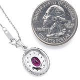 Vintage 14K White Gold Ruby & Diamond Pendant Necklace