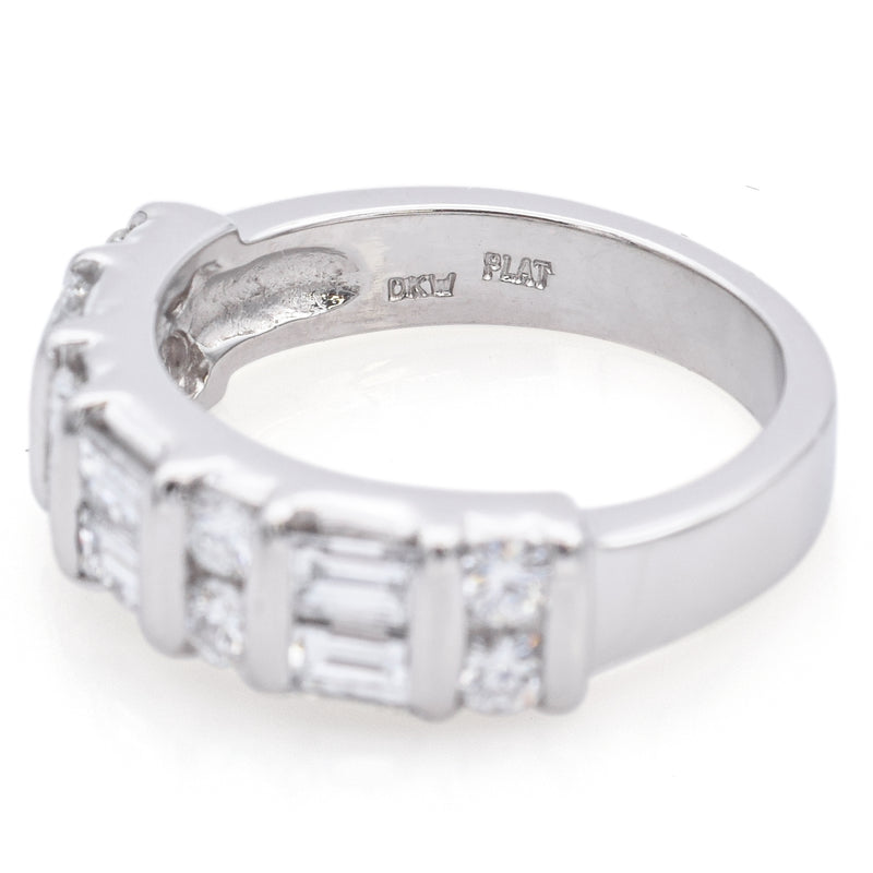 Estate Platinum 1.06 TCW Diamond Two-Row Band Ring Size 5.75