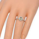 Iliana 18K White Gold 0.68 Ct. Green Amethyst and Diamond Halo Ring