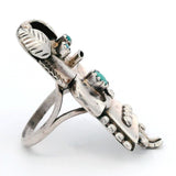 Vintage Navajo Orville Manygoats Kachina Sterling Silver Turquoise Cocktail Ring