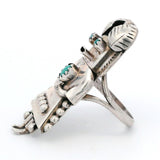 Vintage Navajo Orville Manygoats Kachina Sterling Silver Turquoise Cocktail Ring