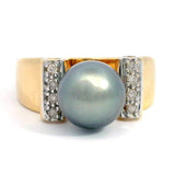 14K Yellow Gold Tahitian Pearl Diamond Ring