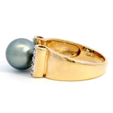 14K Yellow Gold Tahitian Pearl Diamond Ring