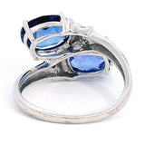 10K White Gold Lab Sapphire Diamond 2 Stone Oval Ring