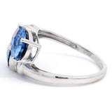 10K White Gold Lab Sapphire Diamond 2 Stone Oval Ring