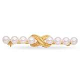 Vintage Tiffany & Co. 18K Yellow Gold Pearl X Crossover Infinity Bar Brooch Pin