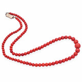 Antique 1840's Yellow Gold Red Coral Graduated Beaded Strand Necklace