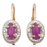 14K Two Tone Gold 0.58 TCW Oval Ruby Drop Earrings