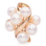 Tasaki 18K Yellow Gold Pearl Cluster Floral Cocktail Ring