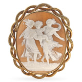 Antique 12K Yellow Gold Rejoicing Shell Cameo Brooch