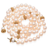 Vintage Pearl Necklace With Yellow Gold Beads