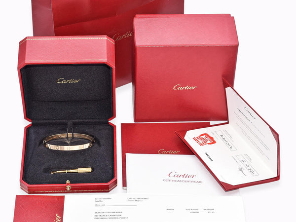 Cartier 18K Yellow Gold Love Bracelet Size 18