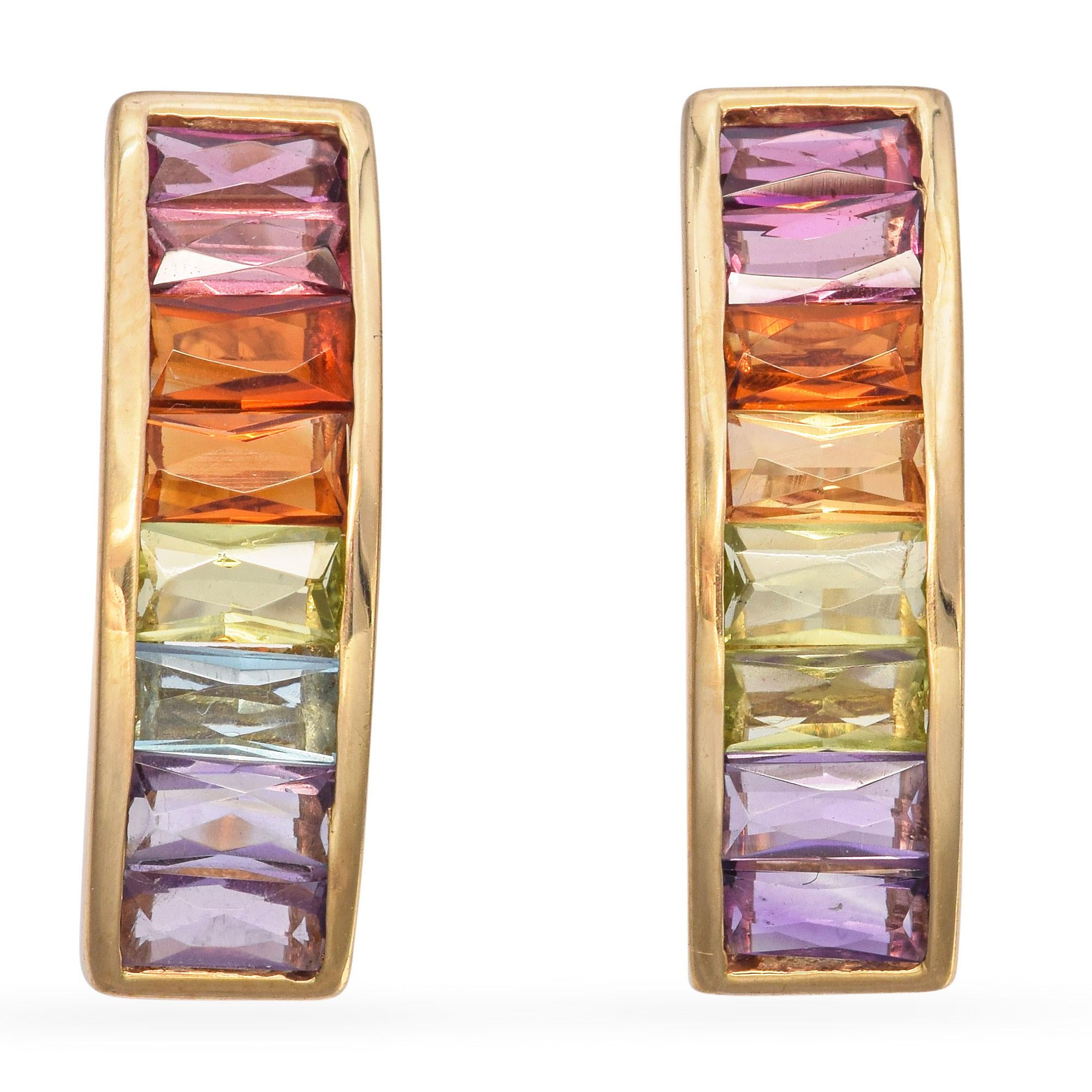 H. Stern 18k Yellow Gold Multi-Gemstone Rainbow Stud Earrings