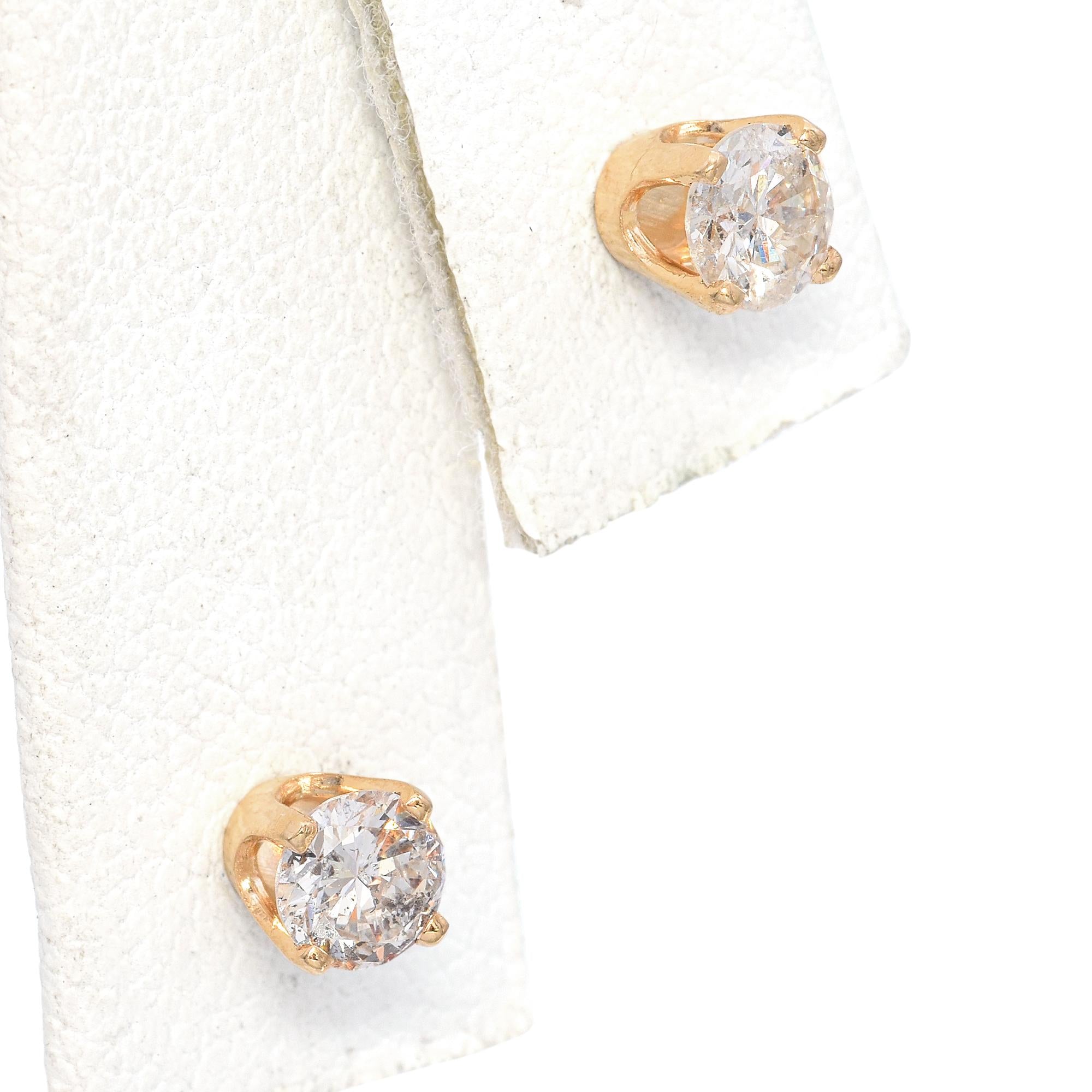 14K Yellow Gold 0.50 TCW Diamond Stud Earrings