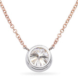 14K Rose and White Gold 2.5ct Bezel Set K I1 Diamond Necklace GIA