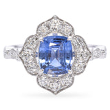 18k White Gold 1.51ct Ceylon Blue Sapphire and Diamond Ring GIA