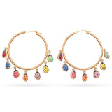 14K Yellow Gold Multicolor Enamel Ladybug Hoop Earrings