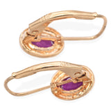 14K Two Tone Gold 0.58 TCW Oval Ruby Drop Earrings