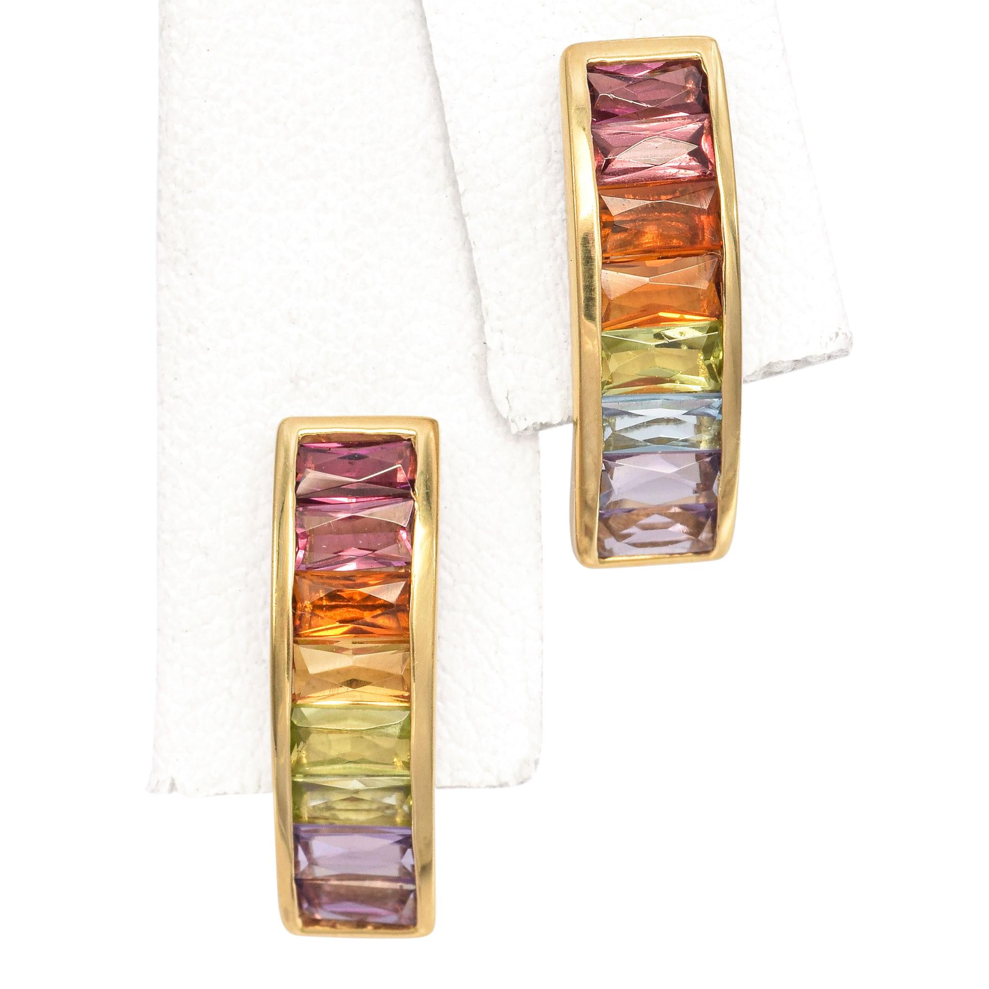 H. Stern 18k Yellow Gold Multi-Gemstone Rainbow Stud Earrings