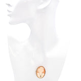 Antique 14K White Gold Cameo Shell & Diamond Noble Lady Brooch Pin