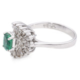 14k White Gold Emerald and Diamond Cocktail Ring