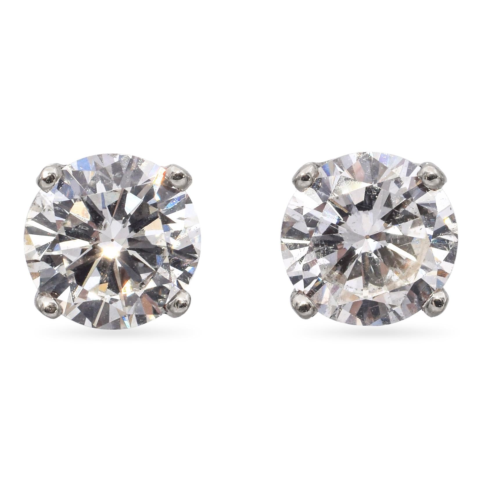 14K White Gold 0.86 TCW Diamond Stud Earrings