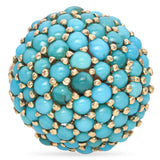 Vintage Yellow Gold Turquoise Cluster Dome Ring