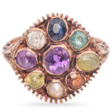 Antique 9K Yellow Gold Multi-Gemstone Ring