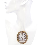 Antique 12K Yellow Gold Rejoicing Shell Cameo Brooch