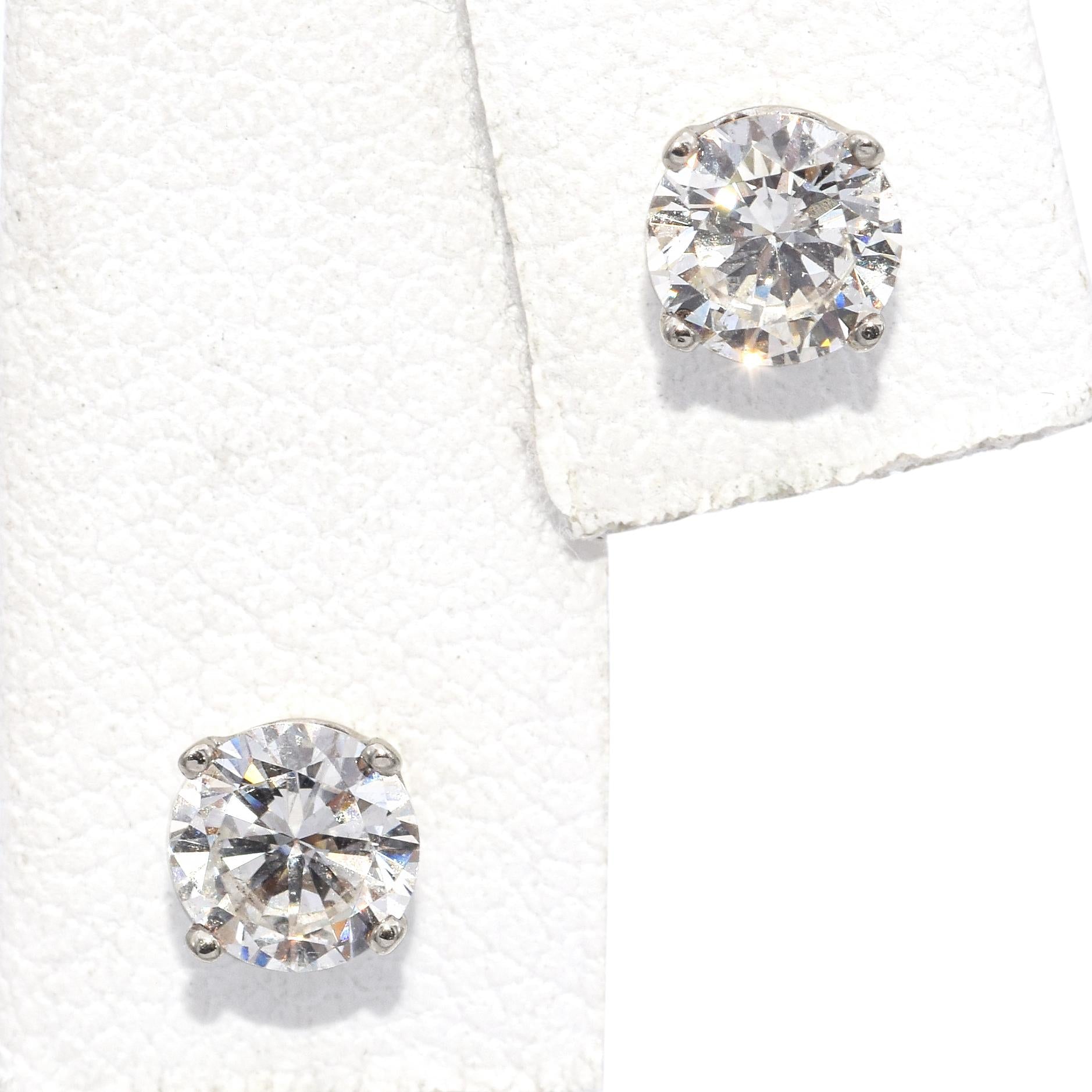 14K White Gold 0.86 TCW Diamond Stud Earrings