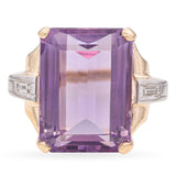 Vintage Retro Yellow Gold Amethyst Cocktail Ring