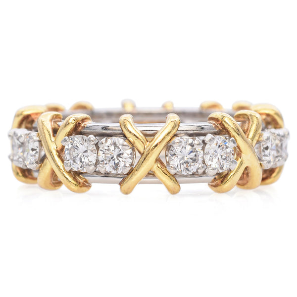 Platinum and 18K Yellow Gold 1.35 TCW Diamond Wedding Band Ring