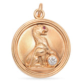 Antique 14k Yellow Gold Lion Holding A Diamond Sphere Locket