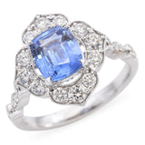 18k White Gold 1.51ct Ceylon Blue Sapphire and Diamond Ring GIA