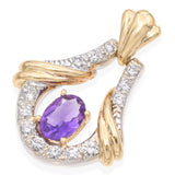 14K Yellow and White Gold 1.22 Ct. Amethyst and Diamond Pendant