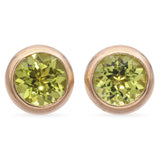 14K Yellow Gold Bezel Set 1.96 TCW Peridot Stud Earrings