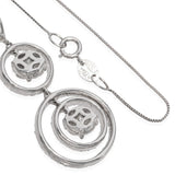 14k White Gold Diamond Circle Pendant With Chain