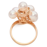 Tasaki 18K Yellow Gold Pearl Cluster Floral Cocktail Ring